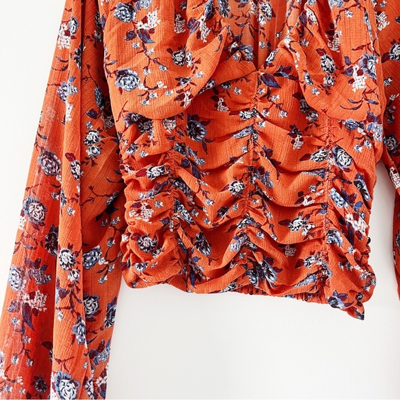 NWOT Free People New Final Rose Long Sleeve Blouse - Rust Combo XS - Picture 5 of 12